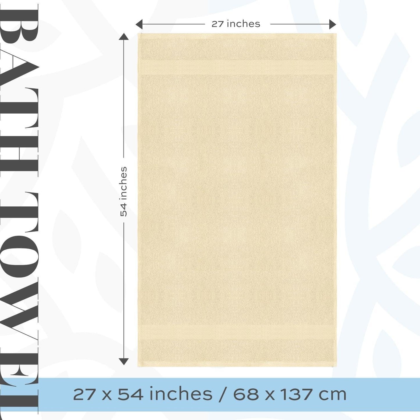 Luxury Bath Towels Set of 4 Large 700 GSM Cotton Ultra Soft 27X54 in Beige Color