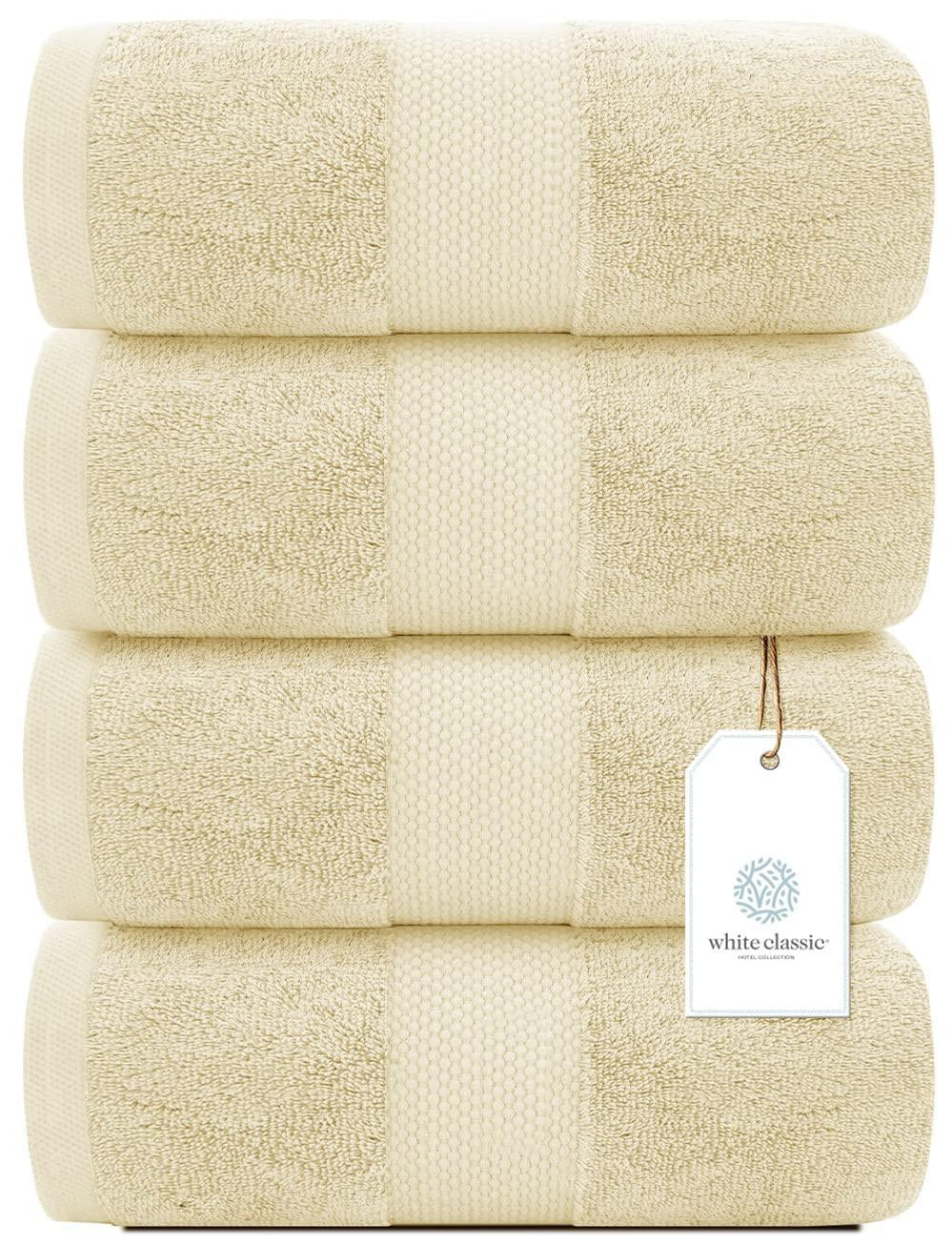Luxury Bath Towels Set of 4 Large 700 GSM Cotton Ultra Soft 27X54 in Beige Color