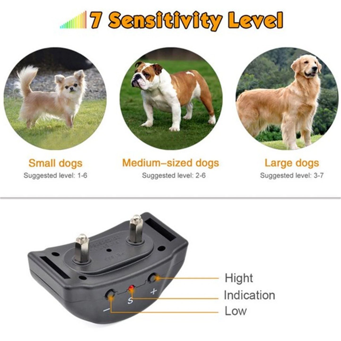 Automatic anti Bark Barking Dog Shock Control Collar Device Large Medium Small