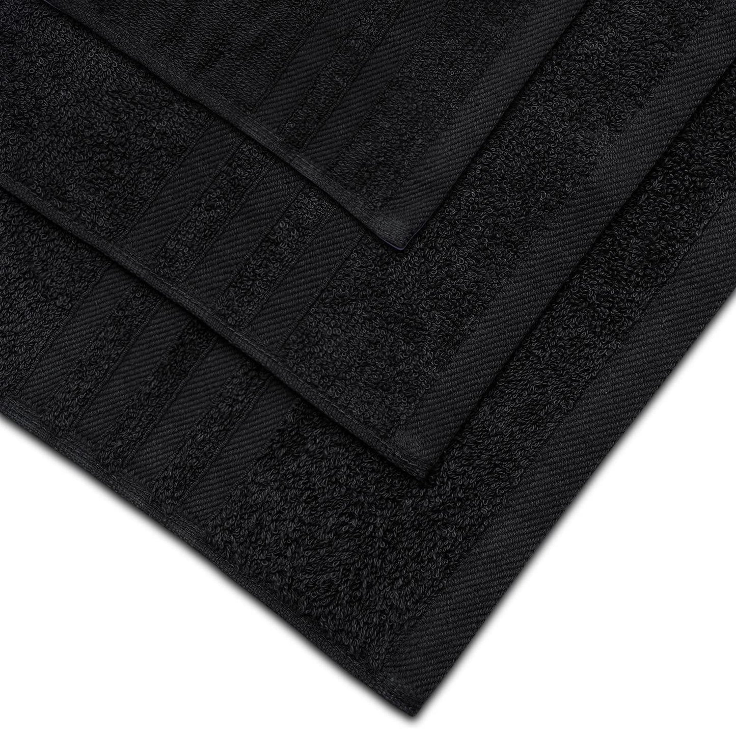 12 Pcs Bath Towel Set for Bathroom Wealuxe Collection Black 100% Cotton Soft