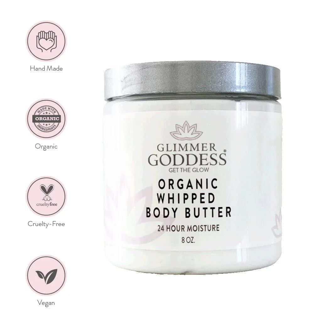 Unscented Organic Whipped Body Butter Vegan 24 Hour Hydration All Skin Type 8 Oz