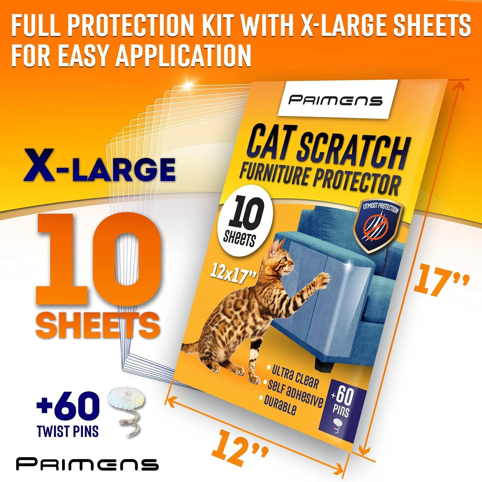 Heavy Duty Cat Scratch Deterrent Furniture Protectors for Sofa 10 Xlarge Sheets